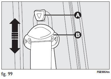 Fiat Panda. Réglage en hauteur des ceintures de sécurité