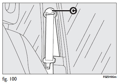 Fiat Panda. Réglage en hauteur des ceintures de sécurité