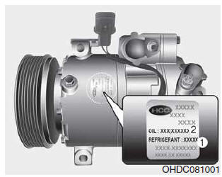Hyundai Grand i10 - Étiquette du compresseur du système de climatisation