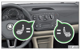 Fig. 53 Boutons pour le chauffage des sièges avants