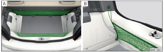 Fig. 76 Exemple de fixation pour filets/détail de la fixation dans la zone arrière du coffre