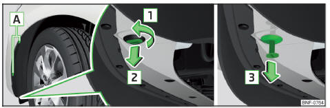 Fig. 144 Démonter le revêtement du passage de roue