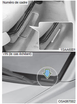 Numéro d'identification du vehicule (VIN) 