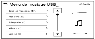 Utilisation du menu de musique USB