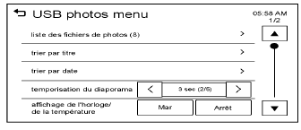 Utilisation du menu de photos USB